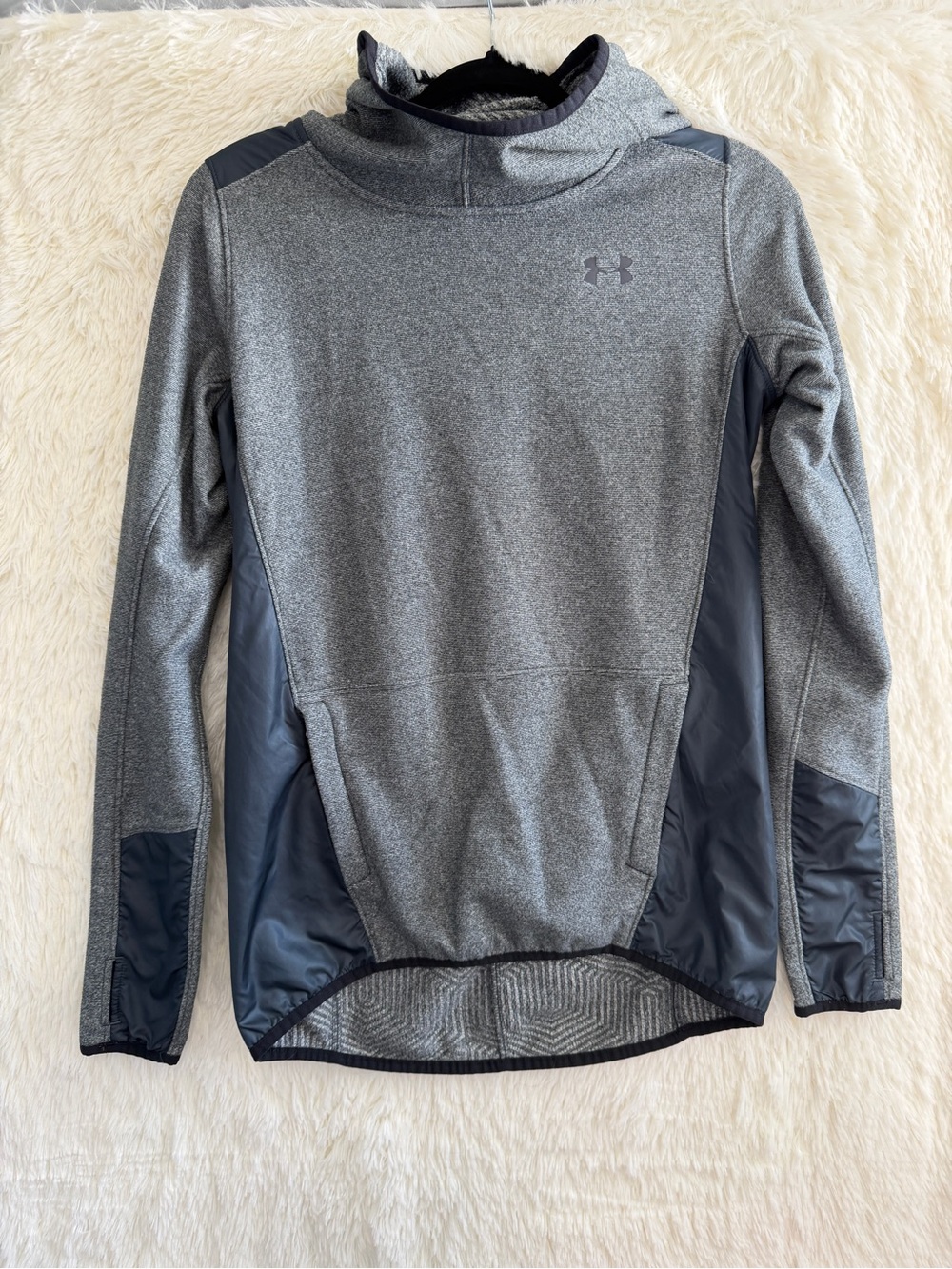 Under Armour Womens ColdGear Infrared Hooded Sweatshirt XS Grey Sporty Fleece
